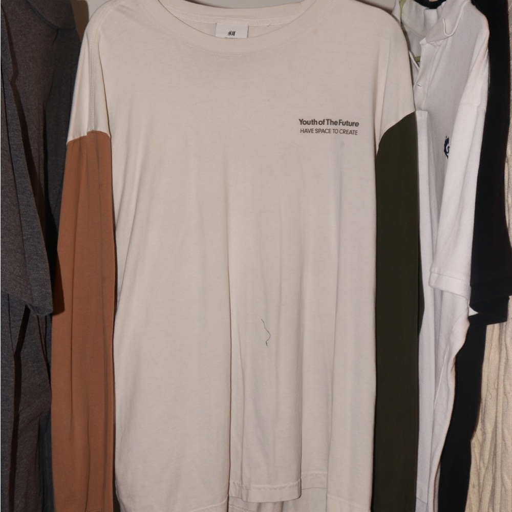 Cream and Brown Men's Shirt